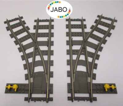 2 Lego 9V Train Points 1x Right and 1x Left 4558 4564 Tracks
