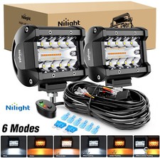 2x 4 60w Led Strobe Work Light Bar Amber White Combo Pods Wiring Harness Kits