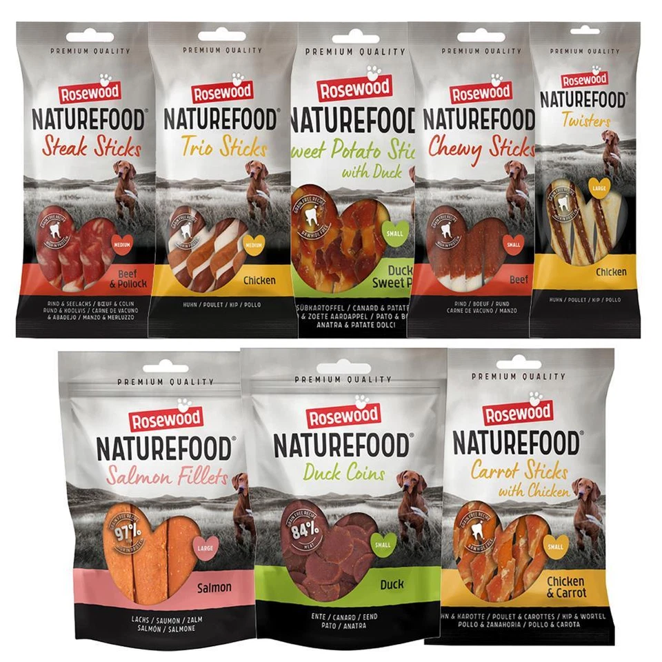 Rosewood Naturefoods Natural Dog Treats Mega, Duck, Lamb, Beef, Chicken, Salmon