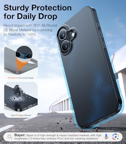 Magnetic Slim-Fit for iPhone 16 Case 6.1 inch, Ultra-Thin 16 For 16 6.1" Black - Picture 7 of 7