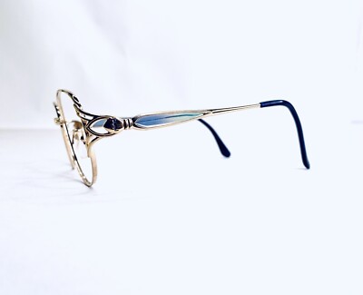 New YSL Yves Saint Laurent Gold Oval Glasses Blue Clear New YSL Yves Saint Laurent Gold Oval Glasses Blue Clear