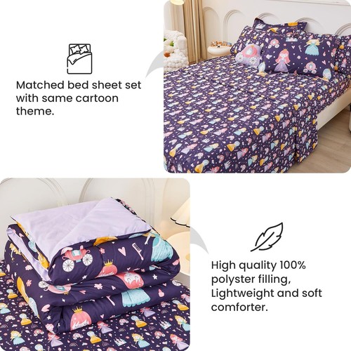 US Shipping,Girls Kids Twin Size Duvet Cover, 6 Piece Pocket Castle Princess Set - Picture 3 of 7