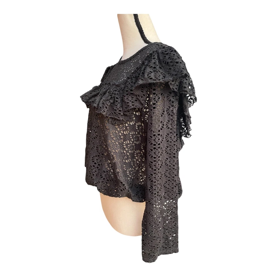 Top Free People Beach Crochet Para Mujer Pequeño "Feel the Love" Negro Tejido Abierto Foto 3 de 4