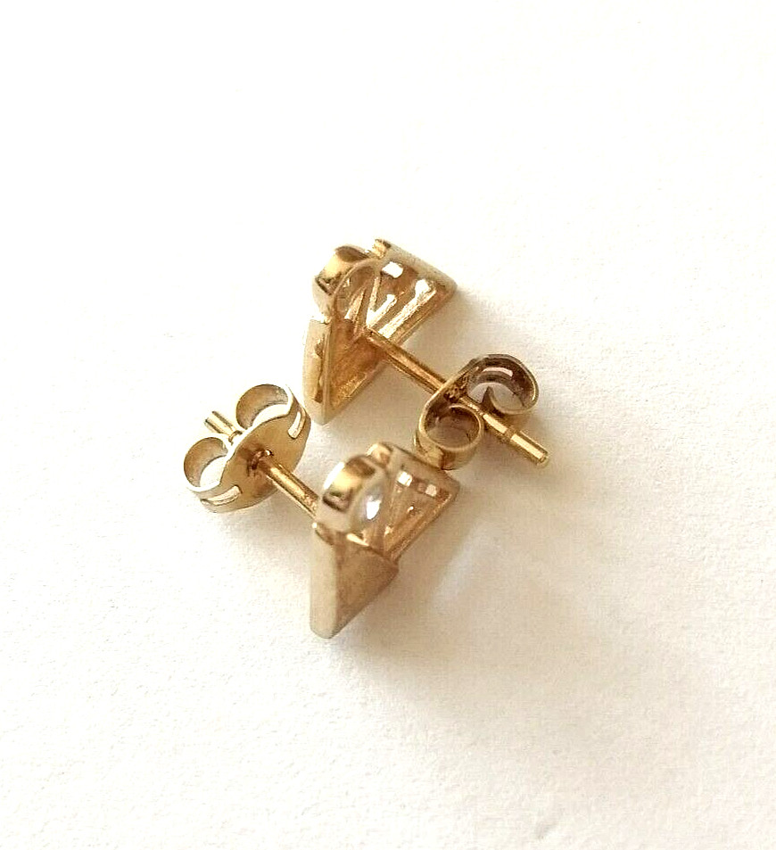 Triangle Shape Stud Earrings with Diamond Gold 33… - image 4