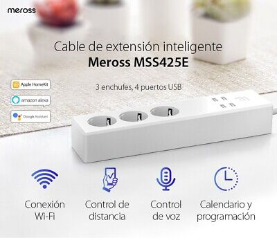 REGLETA WIFI MEROSS - 3 ENCHUFES + 4 USB - CABLE 1,8m |