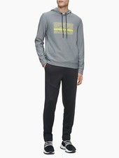 Calvin Klein Linear Logo Drawstring Hoodie, Gray XS