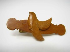 Carved Wood Bird Tie Clip Tie Bar Vintage Men's Jewelry