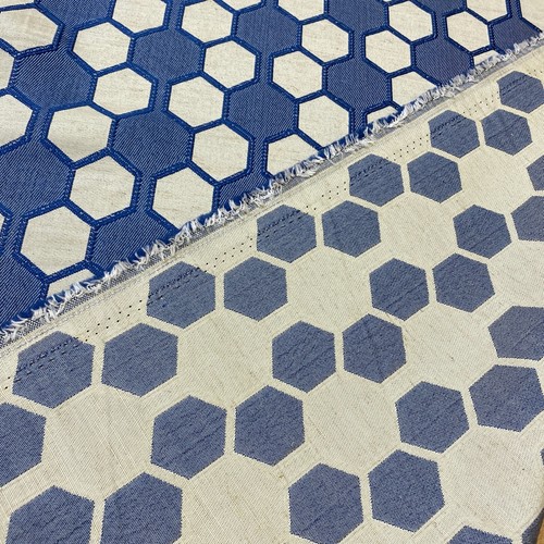 1036. Blue Royal Navy Geometric Jacquard fabric, price per 1/2 metre, 142cm wide - Picture 3 of 6