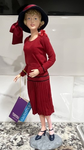 Possible Dreams Clothtique Porcelain Doll Red Outfit Hat Stand