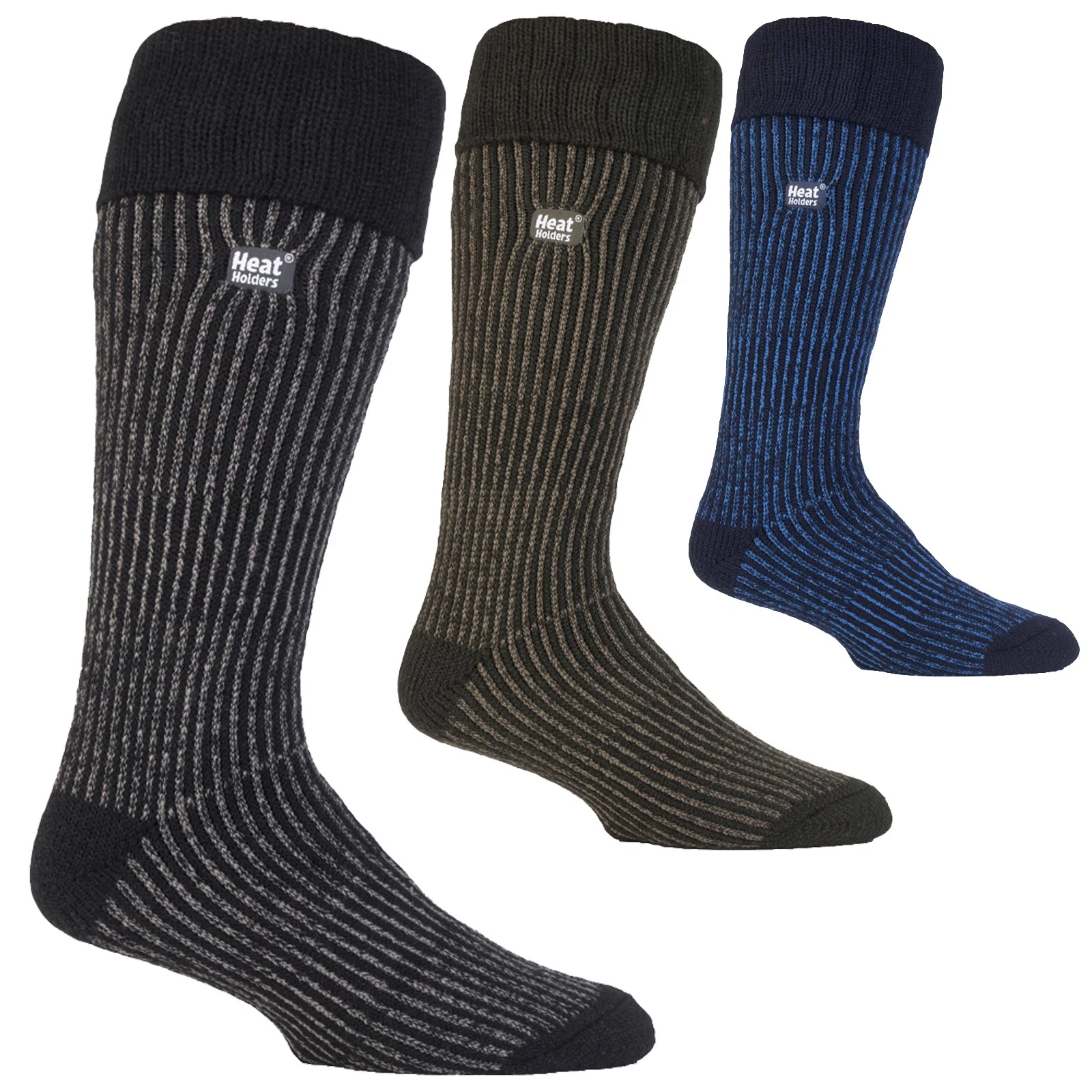 Heat Holders - Mens Thick Winter Warm Knee High Long Ribbed Thermal Boot Socks