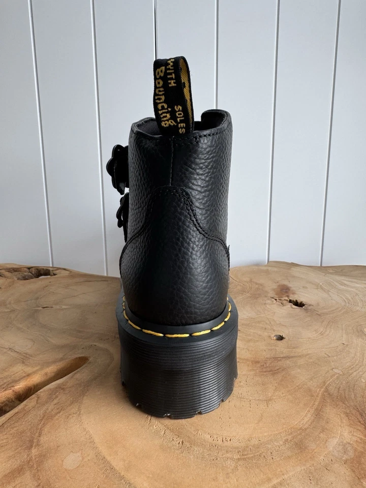 Dr. Martens Devon Flwr Flower Black Leather Platform Boots Women’s Size 9 New - Image 3 of 4
