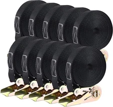 TLGREEN 10 Pcs 1" x 20' Ratchet Staps, Luggage Tie Down Straps, No Hook, Ratc...