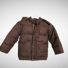 polo ralph lauren Puffer Kids 4T Solid Brown Full Zip Hoodie Jacket