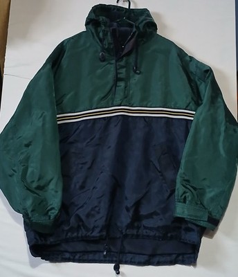 Vintage GAP Jacket Men 2XL Green Blue Anorak Fleece Lined Hooded Y2K 