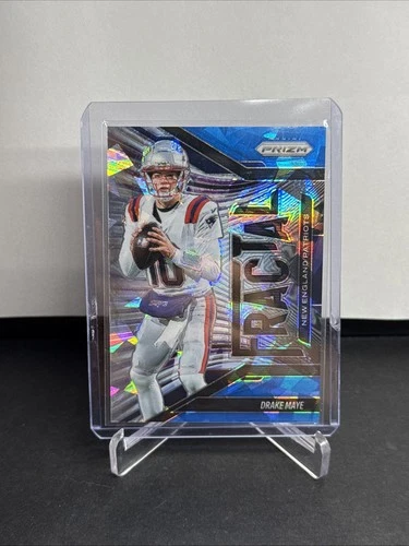 2025 Panini Prizm Drake Maye Fractal Blue Cracked Ice /99