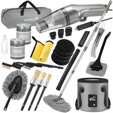 Complete 21Pc Vehicle Cleaning Kit: Powerful Vacuum, Mop & Detailing Brushes
