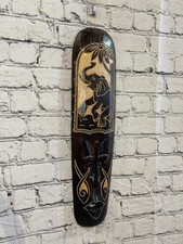 50cm Elephant Mask Carved Wooden Brown Work Painted Ethnic Tribal Tiki Wall Art