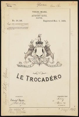 Photo:August Kitz Le Trocad�ro Gloves Trademark Registration 1895