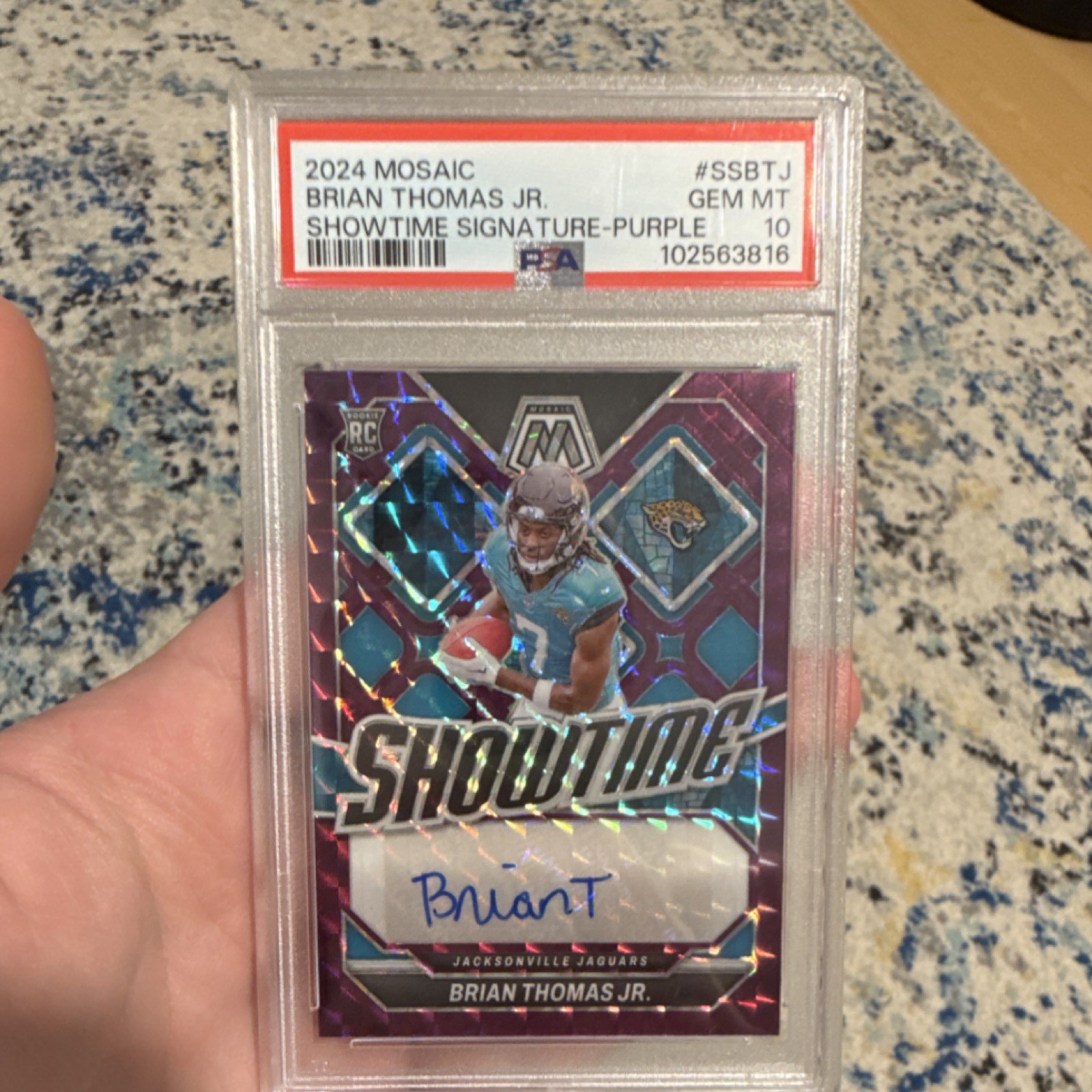 Brian Thomas Panini Mosaic Showtime Signatures #SSBTJ Purple