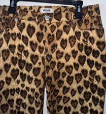 Vtg Moschino Leopard Heart Jeans Pants Donna Size 29