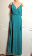 NWT David's Bridal Evening Long Dress Oasis Blue-Green Gown Spaghetti Strap- 16