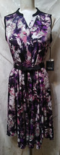 New SIMPLY VERA WANG Size Small Sleeveless Shirt Dress Self-Tie Belt Floral $58