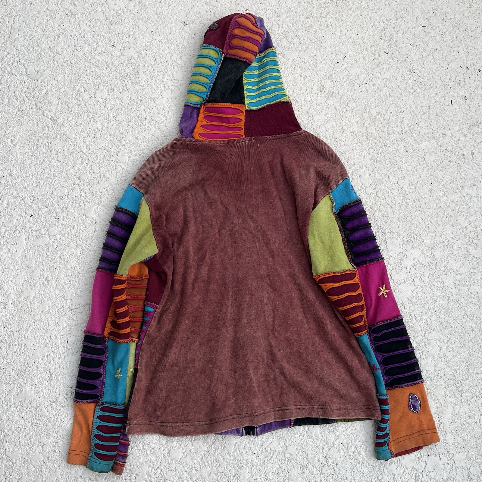 Boho Patchwork Zip Up Jacket Multicolor Size Smal… - image 6