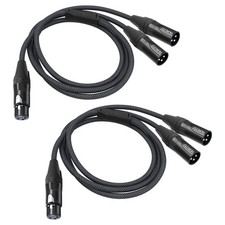 2 PCS XLR Female To Dual XLR Male Y Splitter Cable 1 To 2 Microphone 3.3ft