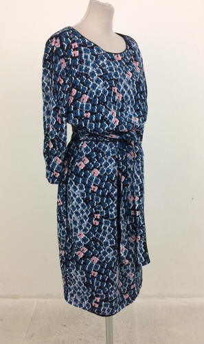 Boden Women's Dress Size 18L Navy Pink Mix Floral Shift Belt 3/4 Sleeve Used F1 - Picture 7 of 11