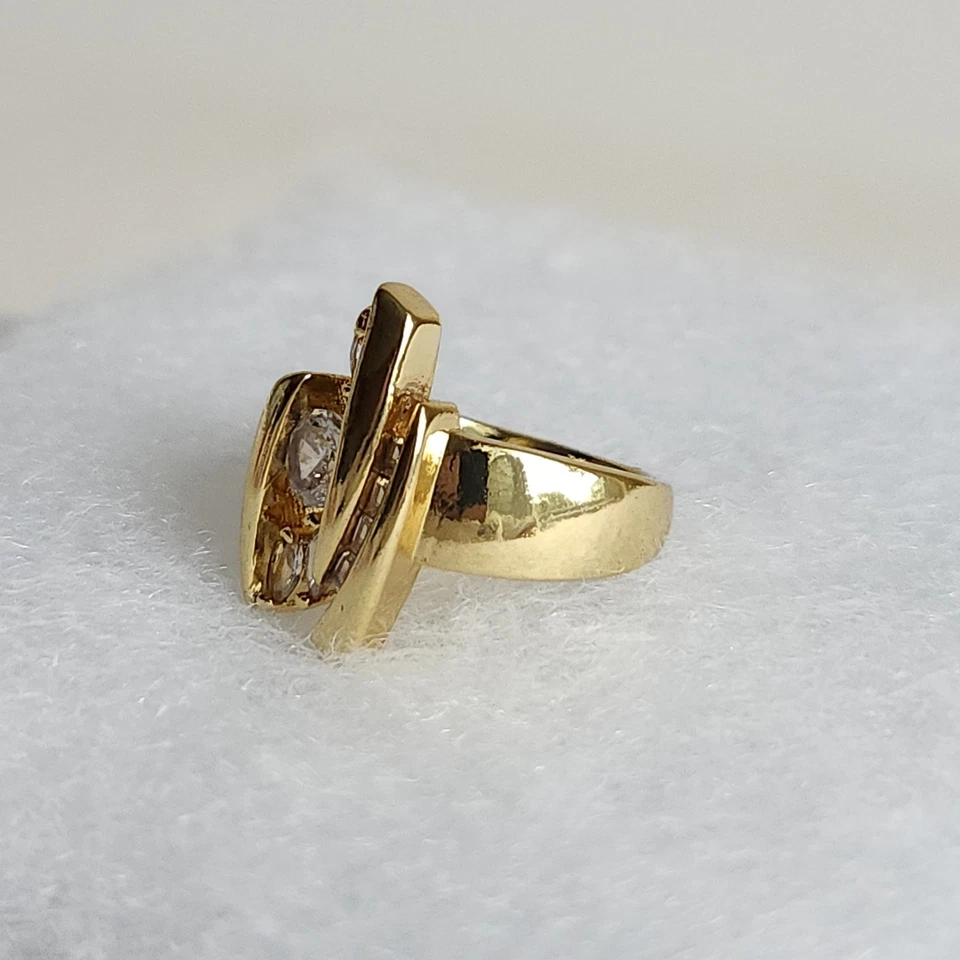 Anillo llamativo de diamantes de laboratorio de 3 quilates dos | Acabado en oro de 14 quilates | Talla 7 | Marcado S925 Foto 4 de 4