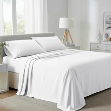 Carressa Linen 100 Egyptian Cotton Sheets Queen Size Bed Set - 4 PC 800 High...