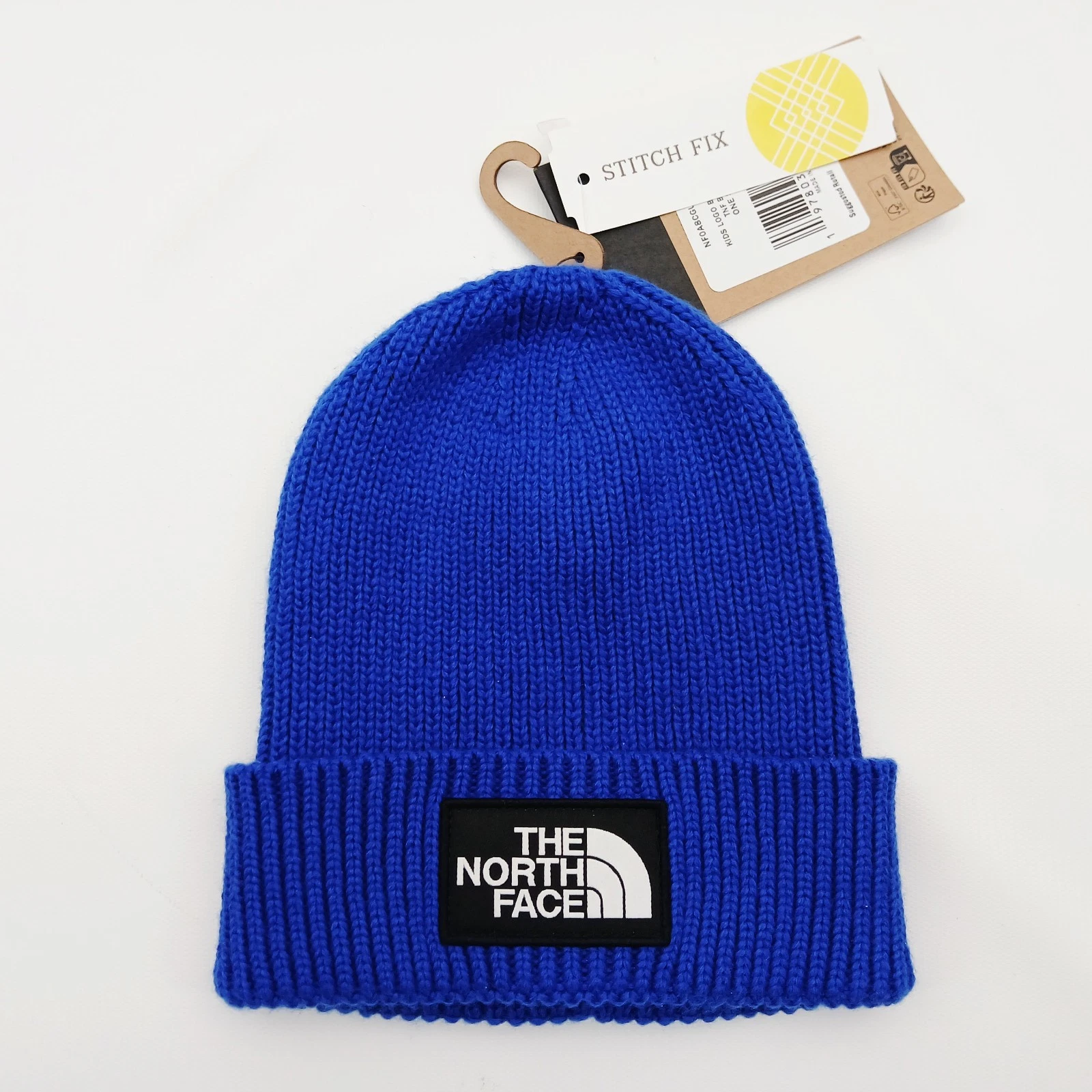 Royal Blue KIDS The North Face Ribbed Rolled Up Beanie