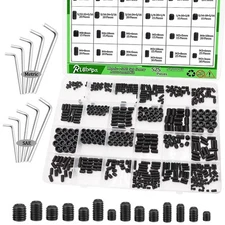 535 PCS Set Screw Assortment Kit Metric + SAE 26 Size 12.9 535pcs, Black 