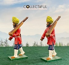 LEAD INDIAN SOLDIERS MARCHING W/ RIFLES X2 - SIKH - BRITAINS SIZE   1808