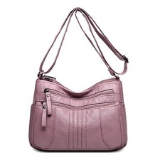 Women Ladies Messenger Shoulder Bag Soft Leather Crossbody Multi Pocket Handbag