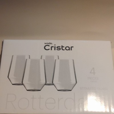 Cristar Rotterdam Stemless Glass Set Clear Glass Four-Piece Service for 4 Adults