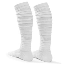 Scrunch Football Socks 1 Pair, Ultra Long Ankle Padded Athletic Large White