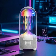 Jellyfish Table Lamp with Bluetooth Speaker, 7-Color Dimmable Rechargeable Mo...
