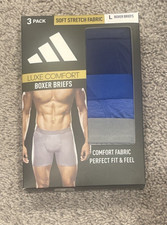 Adidas Men's Performance Underwear 3 Pack Size Large Grey/Blue/Black 019312 