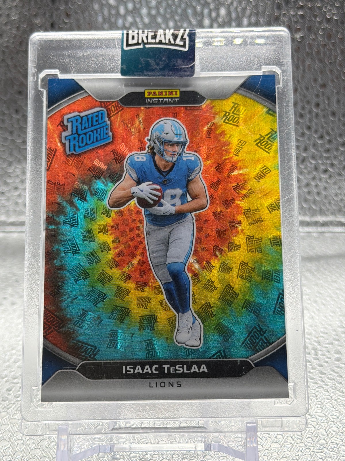 2025 Panini Instant Rated Rookie Holoflex #RRH-9 Isaac TeSlaa Tie-Dye #/25