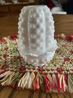 EUC❤️Vintage Fenton White Milk Glass Hobnail 5" Fairy Lamp Light Two-Piece