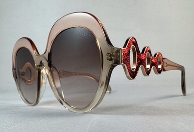 EMILIO PUCCI EP174 44F Brown Crystal Round Over Size Sunglasses Frame ~55-21-140