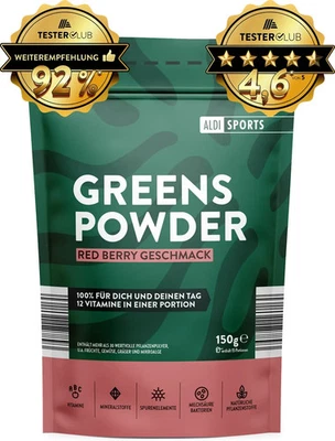 ALDI SPORTS Greens Powder Red Berry All in One Multivitamin & Mineralstoffe 150g Grünpulver