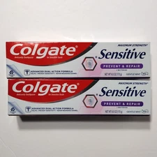 2x Colgate Sensitive Prevent & Repair 6.0oz Whitening Gentle Mint Paste EXP 2027