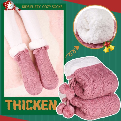 Kids Slipper Socks Boys Girls Fuzzy Non Slip Winter Fleece Lined Warm Cozy Ch... - Picture 2 of 6