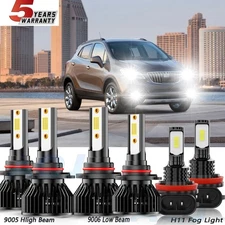 LED Headlight High Low+Fog Light Bulbs  9005+9006+H11 For Buick Encore 2015-2016