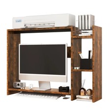 2-Tier Desktop Bookshelf Desk Shelf Organiser with Monitor Stand and Storage UK