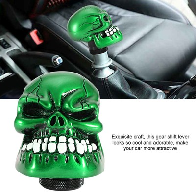 _Skeleton Skull Head Car Modified Gear Shift Knob Stick Lever Shifter Green
