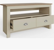 GFW Lancaster Cream Oak Corner TV Stand 2 Drawer Cabinet Television Unit