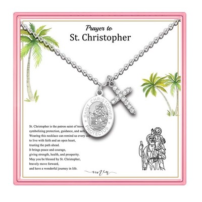 Protectional Cross Necklace for Women Men St Michael/Archangel Raphael/St Christ
